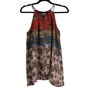 Collective Concepts Womens Floral Paisley Halter Top Red Blue Small TS7989-31